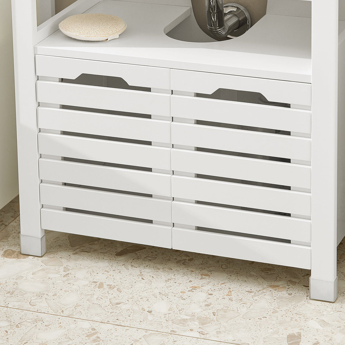 SoBuy BZR58-W Meuble sous-Lavabo, Meuble sur Pieds de Salle de Bain, Meuble sous-Vasque, Armoire Salle de Bain