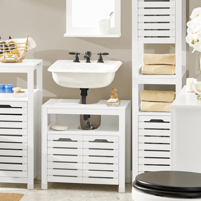 SoBuy BZR58-W Meuble sous-Lavabo, Meuble sur Pieds de Salle de Bain, Meuble sous-Vasque, Armoire Salle de Bain
