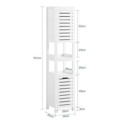 SoBuy BZR59-W Meuble Colonne de Salle de Bain, Armoire Haute, Placard de Rangement, Étagère de Rangement