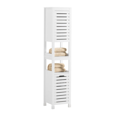 SoBuy BZR59-W Meuble Colonne de Salle de Bain, Armoire Haute, Placard de Rangement, Étagère de Rangement