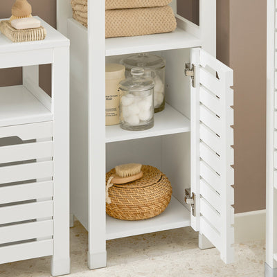 SoBuy BZR59-W Meuble Colonne de Salle de Bain, Armoire Haute, Placard de Rangement, Étagère de Rangement