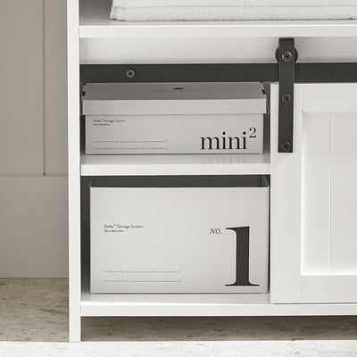 SoBuy BZR61-W Meuble sous Lavabo, Meuble de Salle de Bain, Placard de Rangement, Armoire Salle de Bain et Porte de Grange
