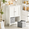 SoBuy BZR64-W Meuble Armoire Meuble Bas Salle de Bains Placard de Rangement, Commode avec 2 Portes et 2 Paniers Amovibles
