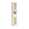 SoBuy Cabinet de coloană de economisire a băii de economisire albă cu 2 uși în Rattan L32*A170*P30 cm, BZR70-W