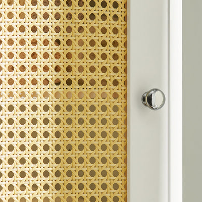 SoBuy BZR70-W Dulap înalt, Comodă, Dulap de baie pe picioare, Rattan sintetic
