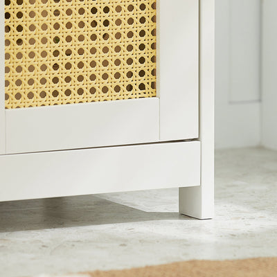 SoBuy BZR72-W Meuble sous-Lavabo, Meuble sous-Vasque à 2 étages réglable et 2 Portes en Ploy Rotin, Placard de Rangement