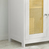 SoBuy BZR72-W Dulap sub chiuvetă, Dulap lavoar cu 2 etaje reglabile și 2 uși din poli ratan, Dulap de depozitare