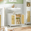 SoBuy Dulap de chiuvetă pentru baie mobilă sub chiuvetă cu 2 uși fără chiuvetă alb și natural, 60x35x58 cm, BZR72-W