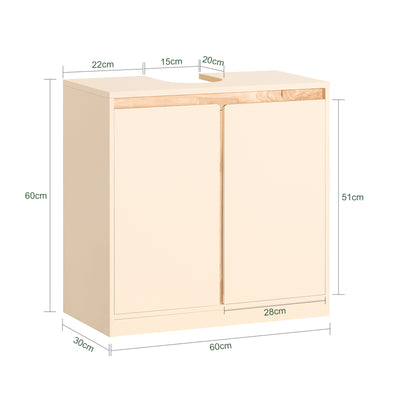 SoBuy BZR78-MI Meuble sous-Lavabo, Meuble sous Vasque, Meuble Salle de Bain avec 2 Étages et 2 Portes