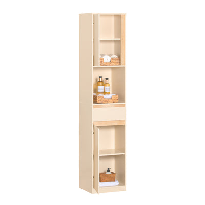 SoBuy BZR80-MI Meuble Colonne de Salle de Bain, Armoire Haute, Placard de Rangement avec 1 Compartiment Ouvert, 1 Tiroir et 2