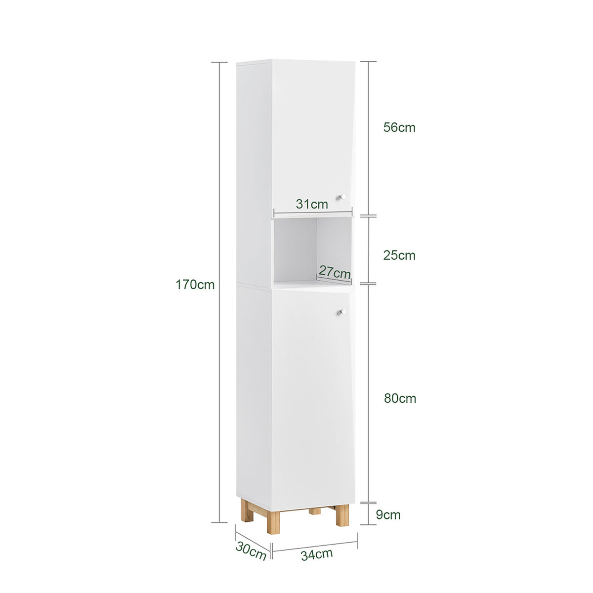 SoBuy BZR91-W Meuble Colonne de Salle de Bain avec 6 Compartiments de Rangement, Placard Armoire Haute, Étagère de Rangement