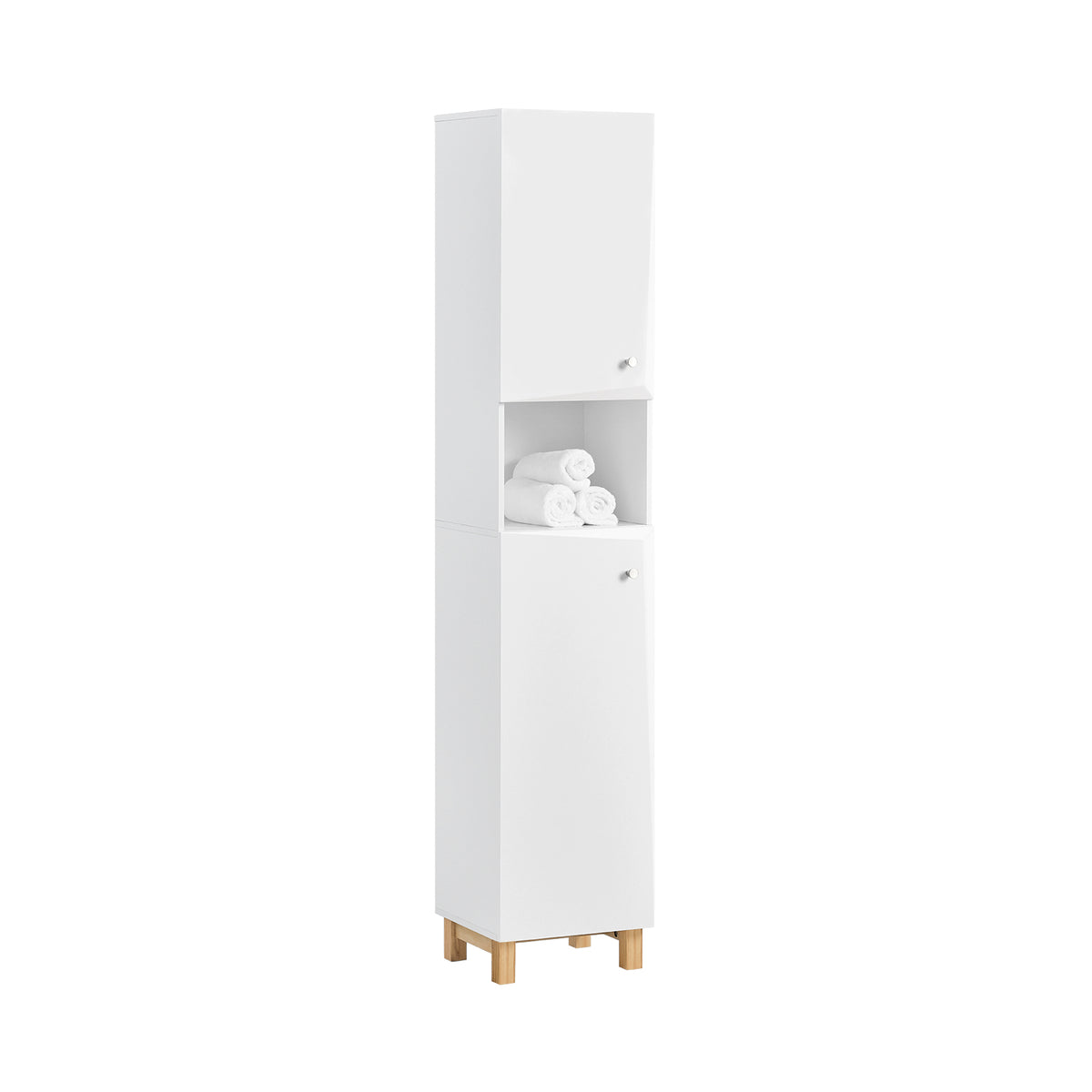 SoBuy BZR91-W Meuble Colonne de Salle de Bain avec 6 Compartiments de Rangement, Placard Armoire Haute, Étagère de Rangement