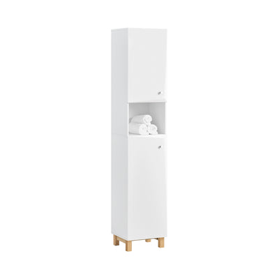 SoBuy BZR91-W Meuble Colonne de Salle de Bain avec 6 Compartiments de Rangement, Placard Armoire Haute, Étagère de Rangement