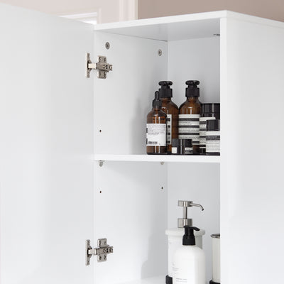 SoBuy BZR91-W Meuble Colonne de Salle de Bain avec 6 Compartiments de Rangement, Placard Armoire Haute, Étagère de Rangement