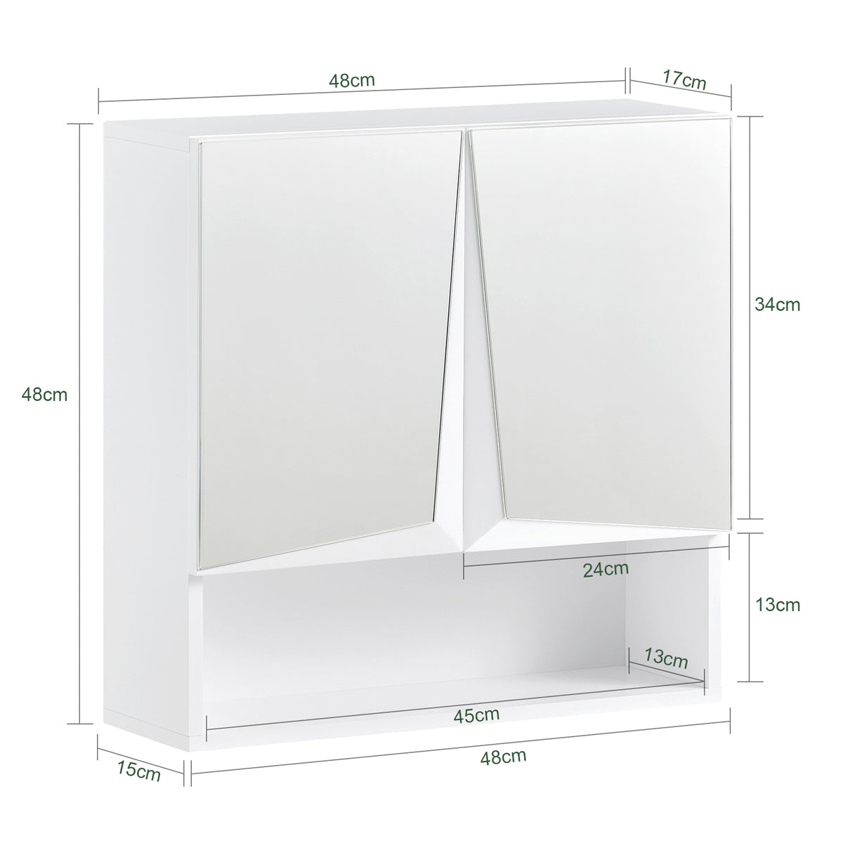 SoBuy BZR94-W Meuble Haut de Salle de Bain Meuble Mural Armoire Suspendue Placard de Rangement Toilettesl