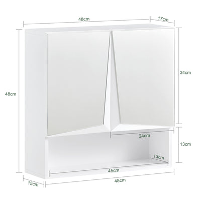 SoBuy BZR94-W Meuble Haut de Salle de Bain Meuble Mural Armoire Suspendue Placard de Rangement Toilettesl