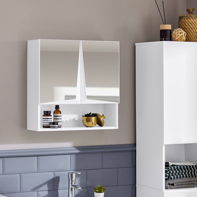 SoBuy BZR94-W Meuble Haut de Salle de Bain Meuble Mural Armoire Suspendue Placard de Rangement Toilettesl