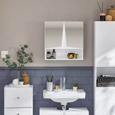 SoBuy BZR94-W Meuble Haut de Salle de Bain Meuble Mural Armoire Suspendue Placard de Rangement Toilettesl