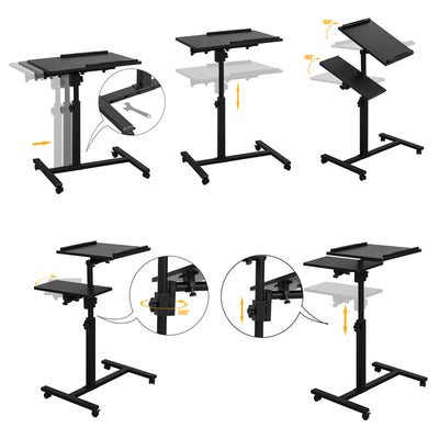 SoBuy FBT07N6-SCH Table de Lit Canapé Table Roulante avec 2 plateaux inclinables – Noir