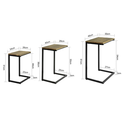 SoBuy FBT102-F Set de 3 Tables Gigognes, Tables Basses Modernes pour Salon, Design Gain de Place, Nature & Noir