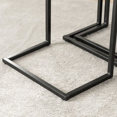 SoBuy FBT102-F Set de 3 Tables Gigognes, Tables Basses Modernes pour Salon, Design Gain de Place, Nature & Noir
