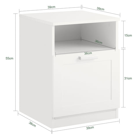 SoBuy Noptieră pentru masă tabel îngustă masă cu sertare albe 39x39x55cm FBT112-W