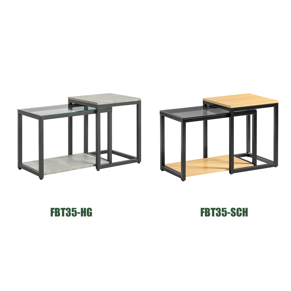 SoBuy FBT35-HG Lot de 2 Tables Basses Gigognes Tables de Salon, Set de 2 Tables d'appoint Empilables, Gris