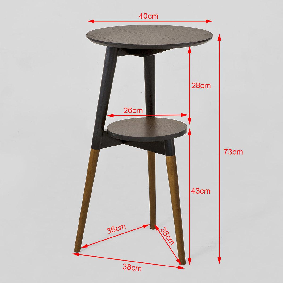 SoBuy FBT39-BR Masă Laterală Design Măsuță de Cafea Rotundă, 2 blaturi, 3 picioare