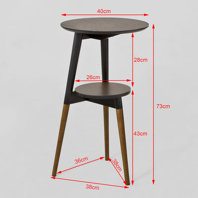 SoBuy FBT39-BR Masă Laterală Design Măsuță de Cafea Rotundă, 2 blaturi, 3 picioare