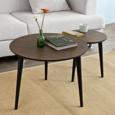 SoBuy FBT40-BR Set de 2, Tables Basses Gigognes Table Café Ronde