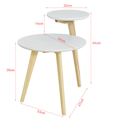 SoBuy FBT53-WN Măsuță de cafea de design Masă laterală rotundă Masă de cafea, 2 blaturi, 3 picioare