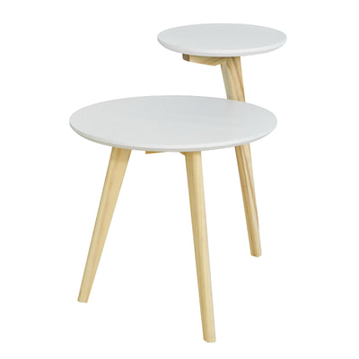 SoBuy FBT53-WN Table Basse Design Table d'Appoint Ronde Table Café, 2 plateaux, 3 pieds