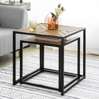 SoBuy FBT76-N Set de 2 Măsuțe de Cafea Suprapuse Măsuță Cafea Măsuță Laterală Măsuță de Living