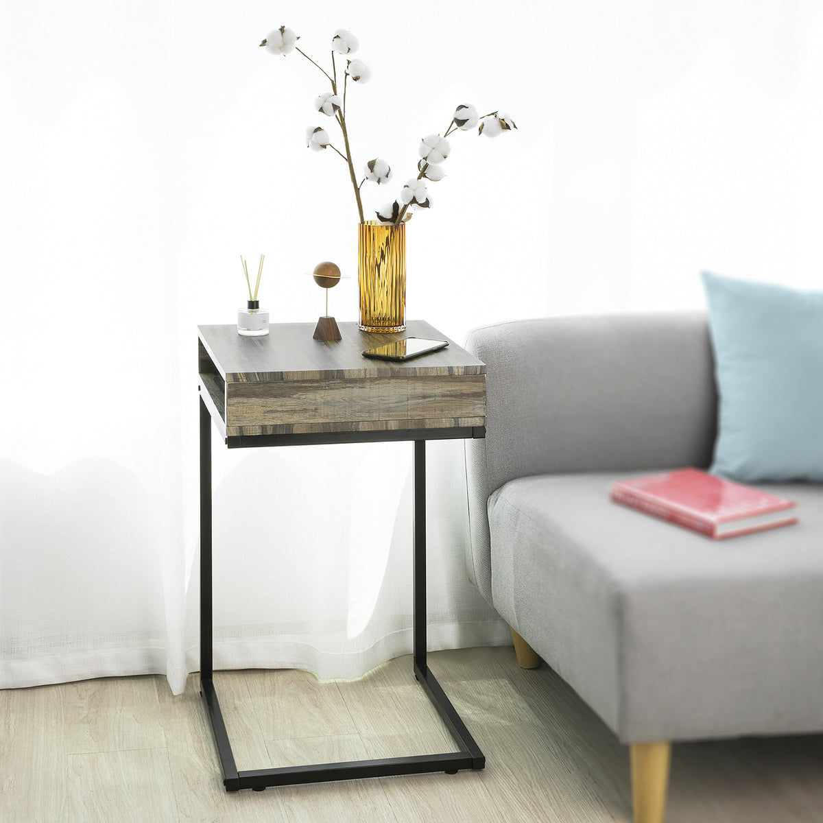 SoBuy FBT81-N Măsuță laterală modernă, Măsuță de cafea pentru living, Capăt de canapea pentru cafea