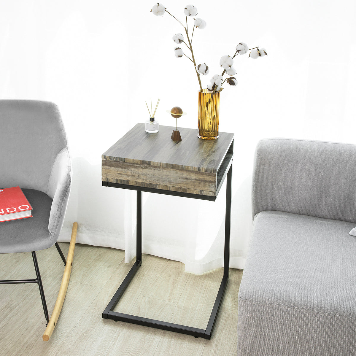 SoBuy FBT81-N Măsuță laterală modernă, Măsuță de cafea pentru living, Capăt de canapea pentru cafea