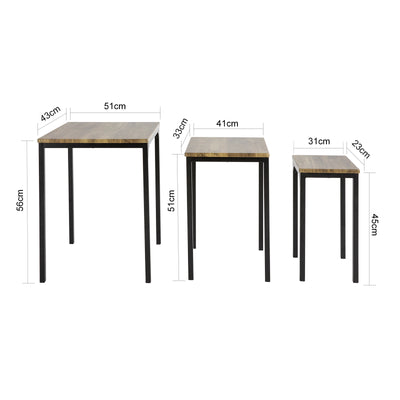 SoBuy FBT84-N Set de 3 Măsuțe de Cafea Suprapuse, Măsuțe Laterale Stivuibile, Stil Industrial