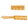 SoBuy FHK11-N Suport de Prosop Montat pe Perete din Bambus cu 3 Bare Rotative la 180° și 4 Cârlige Uscător