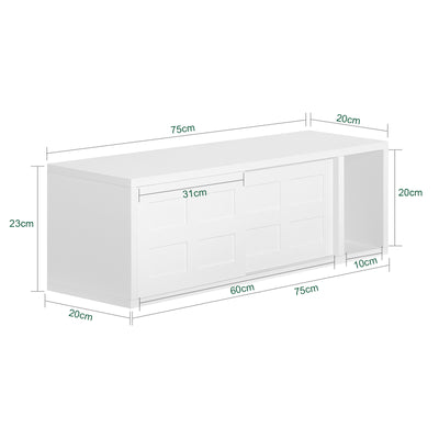 SoBuy FHK18-W Dulap de perete cu raft, Mobilier de depozitare pentru sufragerie, Mobilier de bucătărie - Mobilier de hol - 2 uși glisante, Spațiu de depozitare ascuns - pentru hol, bucătărie, sufragerie, baie - Alb 75x20x23 cm