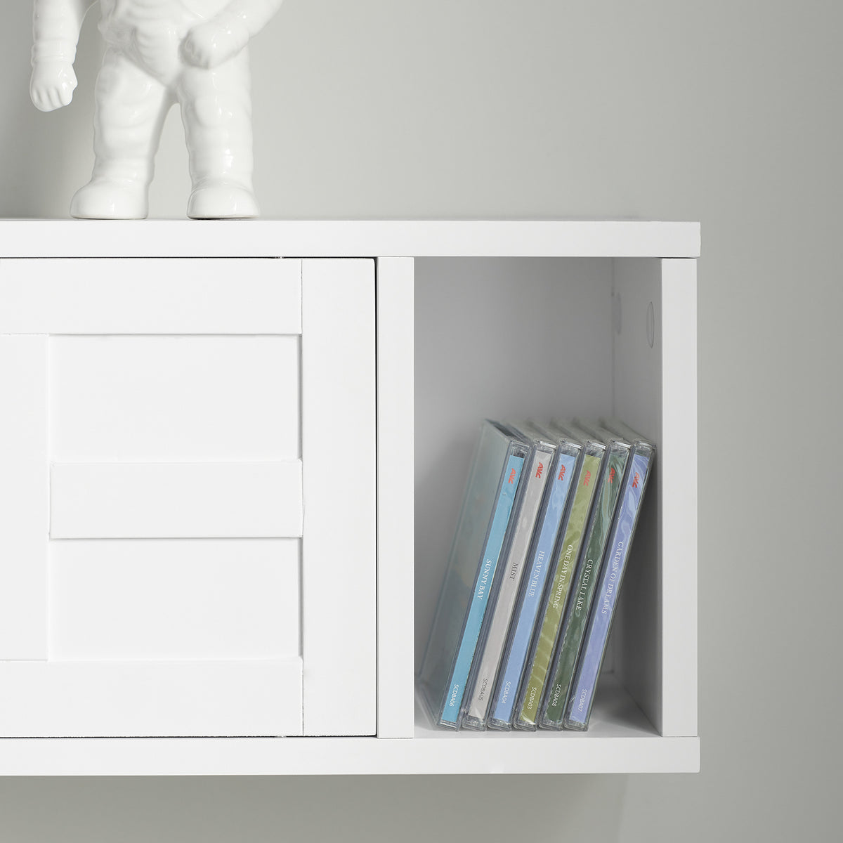 SoBuy FHK18-W Dulap de perete cu raft, Mobilier de depozitare pentru sufragerie, Mobilier de bucătărie - Mobilier de hol - 2 uși glisante, Spațiu de depozitare ascuns - pentru hol, bucătărie, sufragerie, baie - Alb 75x20x23 cm