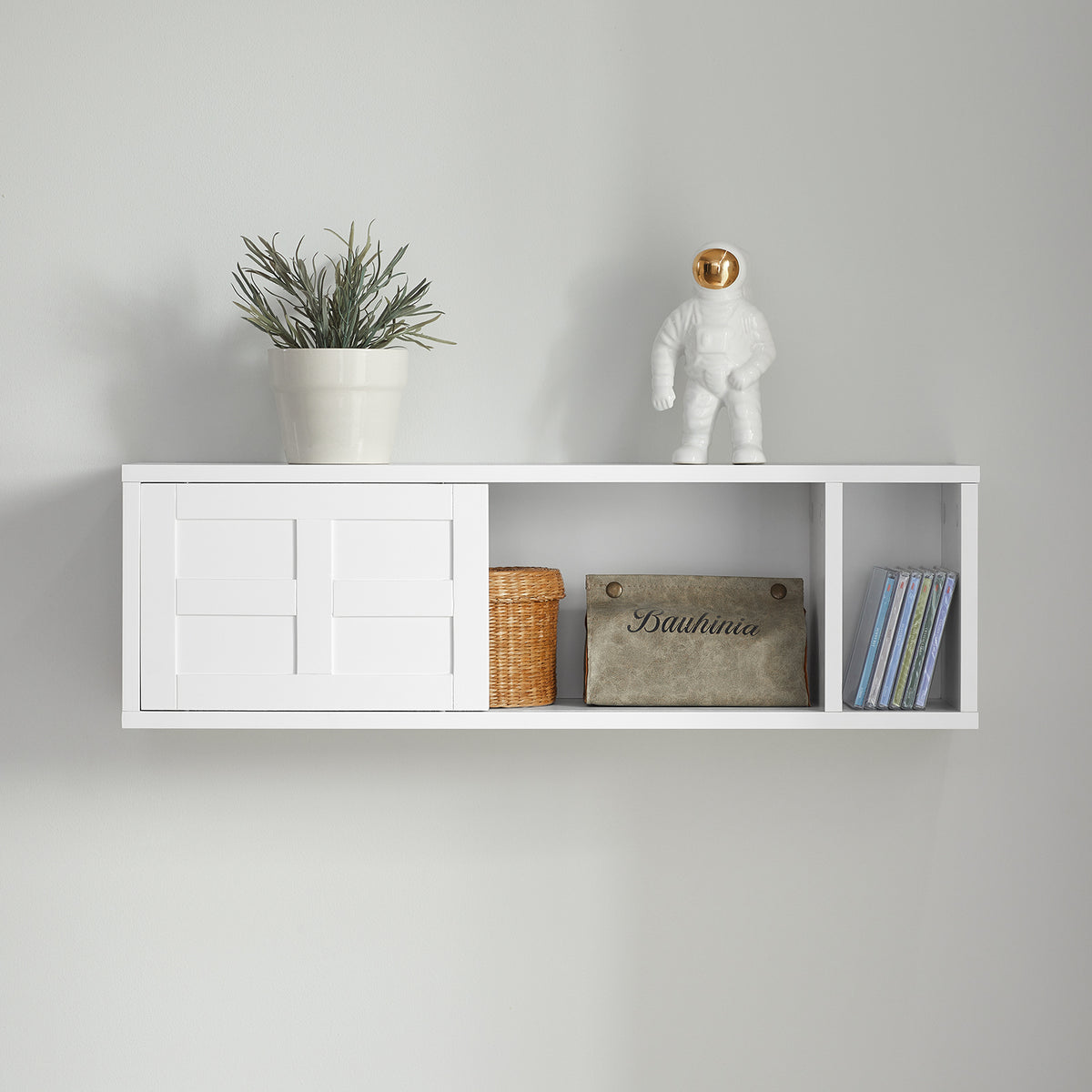 SoBuy FHK18-W Dulap de perete cu raft, Mobilier de depozitare pentru sufragerie, Mobilier de bucătărie - Mobilier de hol - 2 uși glisante, Spațiu de depozitare ascuns - pentru hol, bucătărie, sufragerie, baie - Alb 75x20x23 cm
