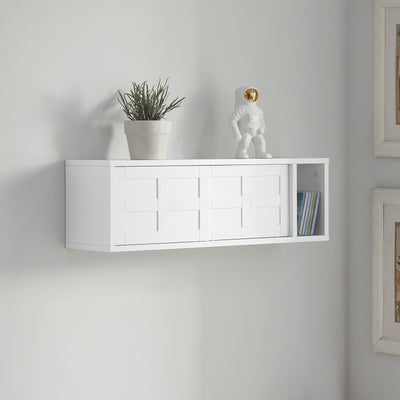 SoBuy FHK18-W Dulap de perete cu raft, Mobilier de depozitare pentru sufragerie, Mobilier de bucătărie - Mobilier de hol - 2 uși glisante, Spațiu de depozitare ascuns - pentru hol, bucătărie, sufragerie, baie - Alb 75x20x23 cm