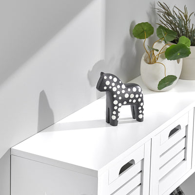 SoBuy FHK19-W Suport haine, etajeră de perete, mobilier de hol, cuiere, etajeră suspendată, vestiar cu 3 coșuri și 4 cârlige 80x20x25 cm