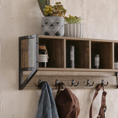 SoBuy FHK25-N Porte Manteau Mural, Étagère de Rangement, Meuble Entrée, Vestiaire
