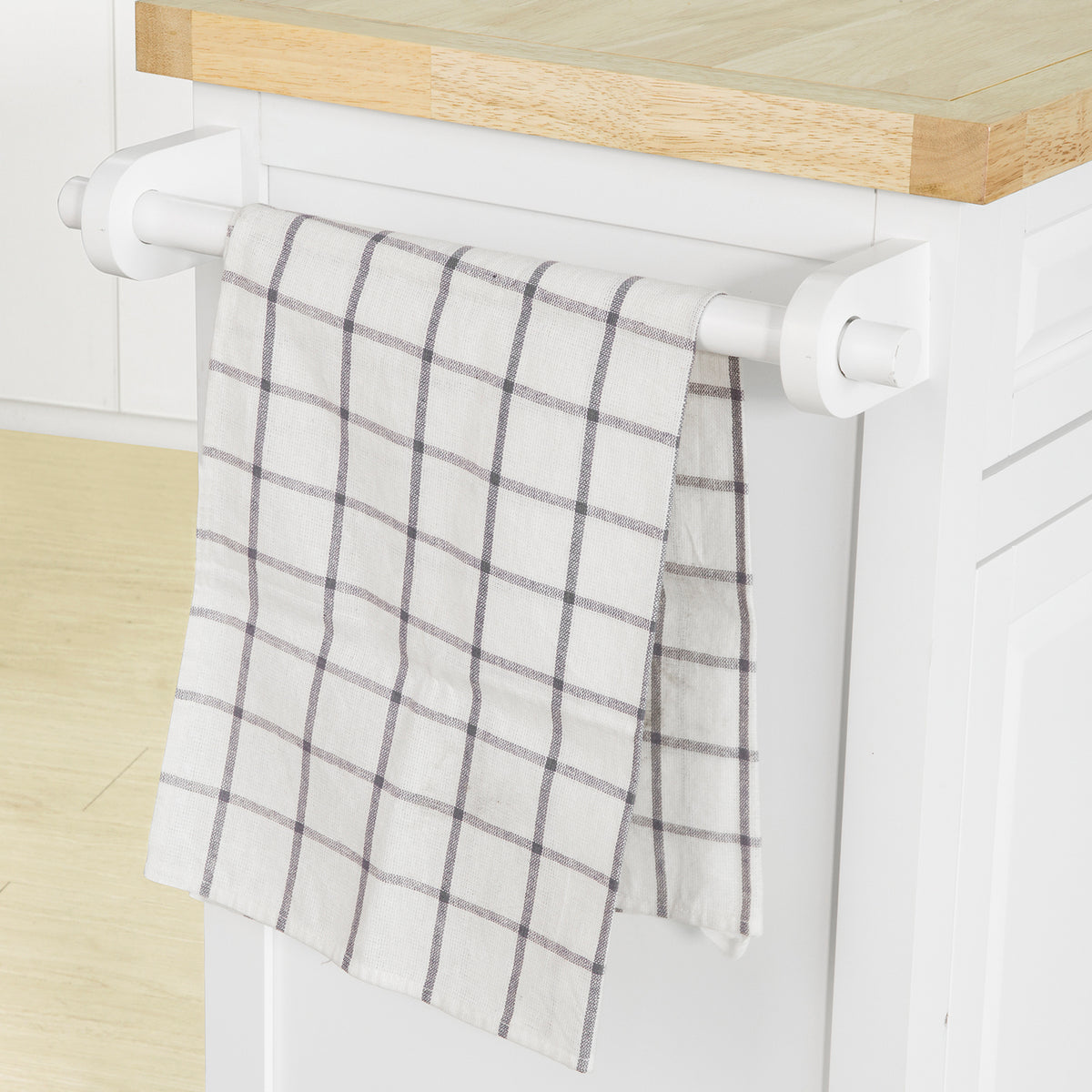 SoBuy FKW101-WN Desserte de Cuisine à Roulettes avec Plan de Travail, 3 Tiroirs, 2 Étagères et 2 Portes, Charge 50 kg – 115x46x91 cm, Blanc et Naturel