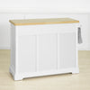 SoBuy FKW101-WN Desserte de Cuisine à Roulettes avec Plan de Travail, 3 Tiroirs, 2 Étagères et 2 Portes, Charge 50 kg – 115x46x91 cm, Blanc et Naturel
