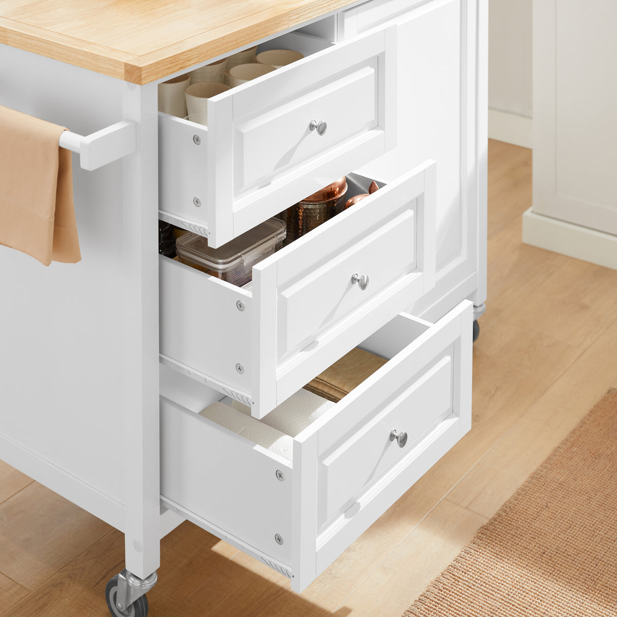 SoBuy FKW106-WN Desserte Roulante Chariot de Cuisine Meuble de Rangement à roulettes Chariot de Service