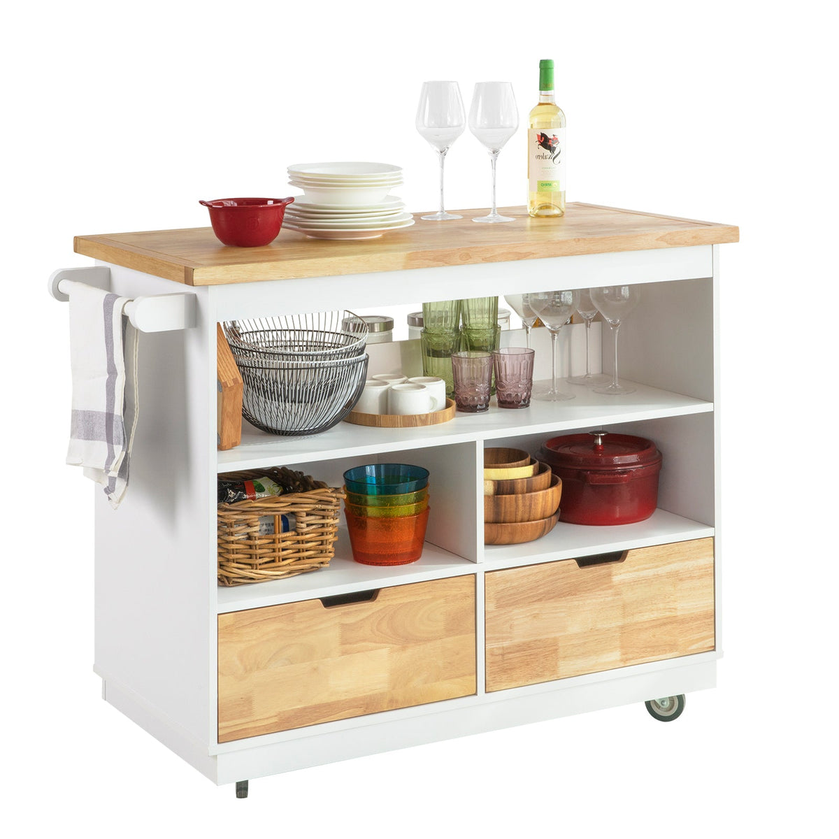SoBuy FKW107-WN Desserte Roulante Chariot de cuisine Meuble de Rangement à Roulettes Chariot de Service