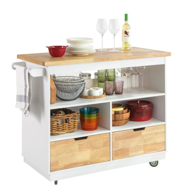 SoBuy FKW107-WN Desserte Roulante Chariot de cuisine Meuble de Rangement à Roulettes Chariot de Service