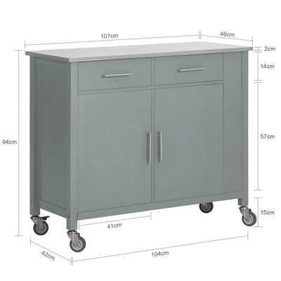 SoBuy FKW108-HG Desserte Roulante Chariot de Cuisine à roulettes avec Etagère Latérale, Portes et Tiroirs en Acier INOX