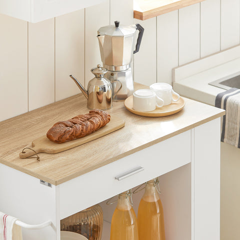 SoBuy Carac de bucătărie din lemn de bucătărie Cameră de siguranță cu sertar și vestiar 82x46x88 cm FKW113-WW